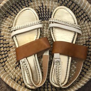 Camel and White Sandals